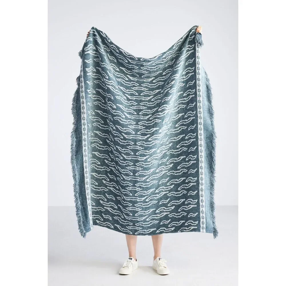 New Anthropologie Jacquard Chenille Roseto Throw Blanket Size 50